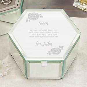 Romantic Floral Personalized Mirrored Jewelry Box - 23172