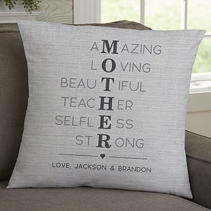 Mother Acronym Personalized 18-inch Velvet Throw Pillow - 23180-LV