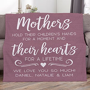One Bella Casa Mothers Hold Hands for Moment 18x 18 Hearts for Lifetime Throw Pillow w/Zipper