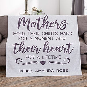 One Bella Casa Mothers Hold Hands for Moment 18x 18 Hearts for Lifetime Throw Pillow w/Zipper