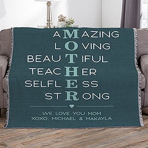 Mother Acronym Personalized 56x60 Woven Throw - 23185-A