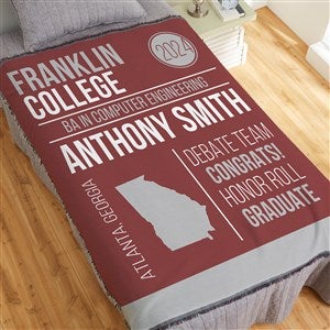 Graduation State Personalized 56x60 Woven Throw - 23204-A