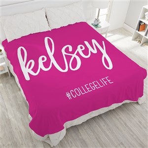 Graduation Scripty Style Personalized 90x90 Plush Queen Fleece Blanket - 23207-QU