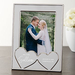 Classic Elegance Wedding Hearts Personalized Silver Picture Frame - 23228