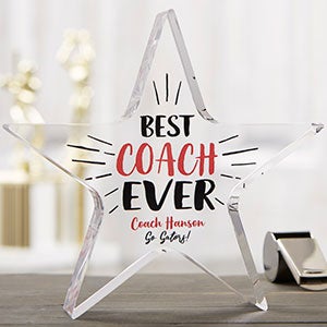 Best Coach Ever Personalized Colored Star Award - 23243