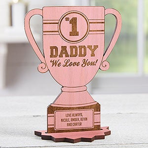 #1 Dad Personalized Pink Stain Wood Trophy Keepsake - 23244-P