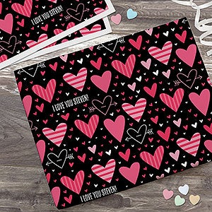 Romantic Hearts Personalized Wrapping Paper Sheets - 23281-S