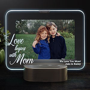 Love Begins With Mom Personalized Light Up Glass LED Picture Frame-Horizontal - 23323-H