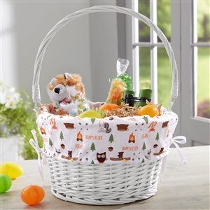 Woodland Adventure Personalized White Wicker Easter Basket - 23375-W