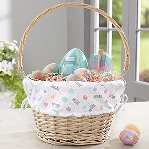 Easter Egg Personalized Natural Wicker Easter Basket - 23379