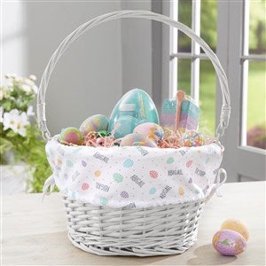 Easter Egg Personalized White Wicker Easter Basket - 23379-W