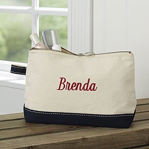 Custom Embroidered Navy Canvas Makeup Bag - 23412-N