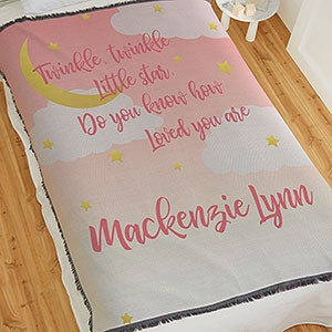 Beyond The Moon Personalized 56x60 Woven Throw Baby Blanket - 23434-A