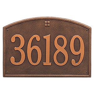 Cape Charles Personalized Aluminum Address Number Plaque - Antique Copper - 23452D-AC