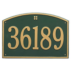 Cape Charles Personalized Aluminum Address Number Plaque - Green & Gold - 23452D-GG