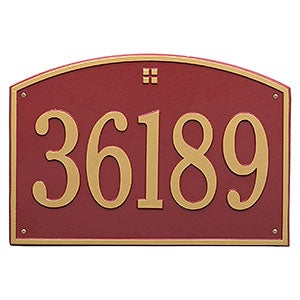 Cape Charles Personalized Aluminum Address Number Plaque - Red & Gold - 23452D-RG