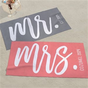 Mr. & Mrs. Personalized 35x72 Beach Towel - 23473-L