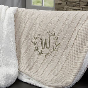 Floral Wreath Personalized 50x60 Tan Throw Blanket - 23474-T