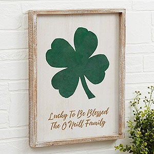 Luck Of The Irish Personalized Whitewashed Barnwood Frame Wall Art- 14
