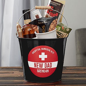 New Dad Survival Kit Personalized Metal Bucket- Black - 23520-B