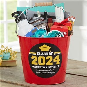 Class Of Personalized Graduation Metal Bucket- Red - 23521