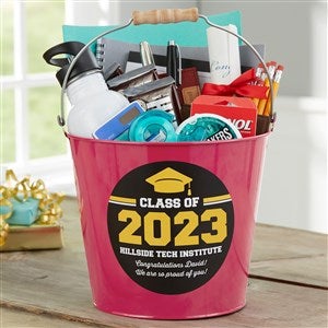 Class Of Personalized Graduation Metal Bucket- Pink - 23521-P