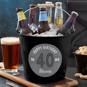 Modern Birthday Personalized Black Metal Bucket - 23539-B