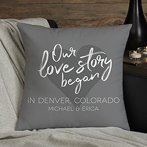 Our Love Story Personalized 14 Velvet Throw Pillow - 23559-SV