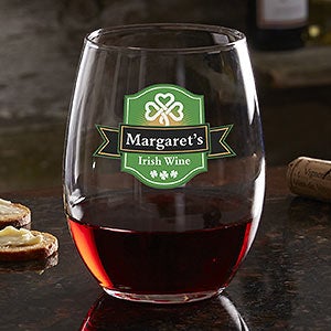 Cup O Cheer Personalized Irish Stemless Wine Glass - 23570-S