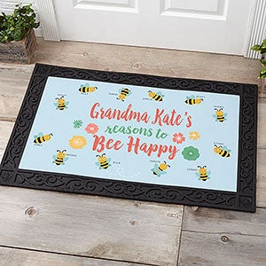 Reasons to Bee Happy 20x35 Personalized Doormat - 23585-M