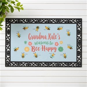 Reasons to Bee Happy 20x35 Personalized Doormat - 23585-M