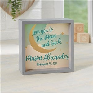 Beyond The Moon Personalized Grey LED Light Shadow Box- 6x 6 - 23589-G-6x6