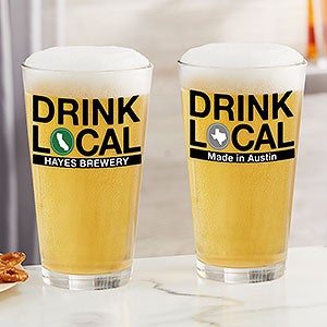 Drink Local Personalized 16 oz. Pint Glass - 23597-PG