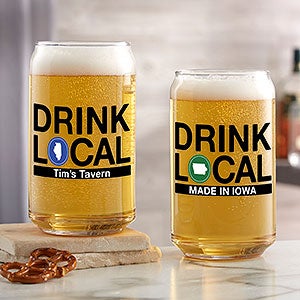 Drink Local Personalized 16 oz. Beer Can Glass - 23597-B