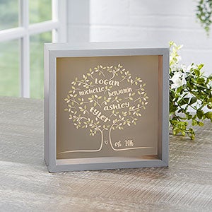 Tree of Life Personalized Grey 6x6 LED Light Shadow Box - 23603-G-6x6