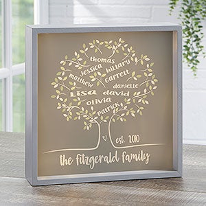 Tree of Life Personalized Grey 10x10 LED Light Shadow Box - 23603-G-10x10