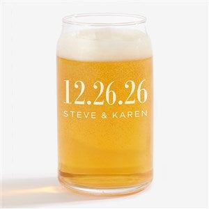 The Big Day Personalized 16 oz. Wedding Favor Beer Can Glass - 23609-B