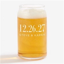 The Big Day Personalized 16 oz. Wedding Favor Beer Can Glass - 23609-B