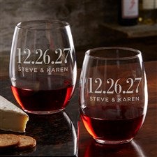 The Big Day Personalized Wedding Favor Stemless Wine Glass - 23609-S