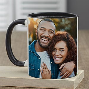 Romantic Photo Personalized Black Coffee Mug - 23617-B