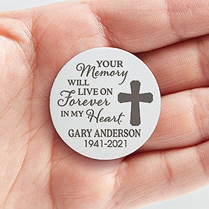 Your Memory Lives Forever Memorial Personalized Cross Pocket Token - 23633