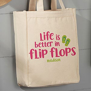 Life Is Better In Flip Flops 14x10 Canvas Tote Bag - 23653-S