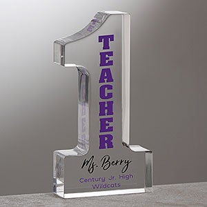 #1 Teacher Personalized Colored Keepsake Award - 23692