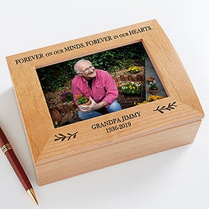 Botanical Memorial Engraved Memorial Photo Keepsake Box - 23694