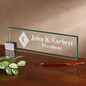 Executive Glass Personalized Name Plate - 2372