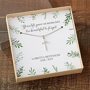 Memorial Cross Necklace With Personalized Message Card - 23721