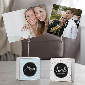 Patterned Name Meaning Personalized Photo Clip Holder Block - 23726