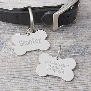 Dog Bone Engraved Metal Pet ID Tag - 23731