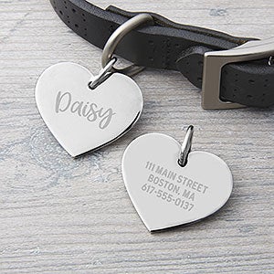 Heart Engraved Metal Pet ID Tag - 23732