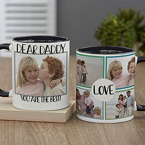 Love Photo Collage Personalized Black Coffee Mug For Him - 23738-B